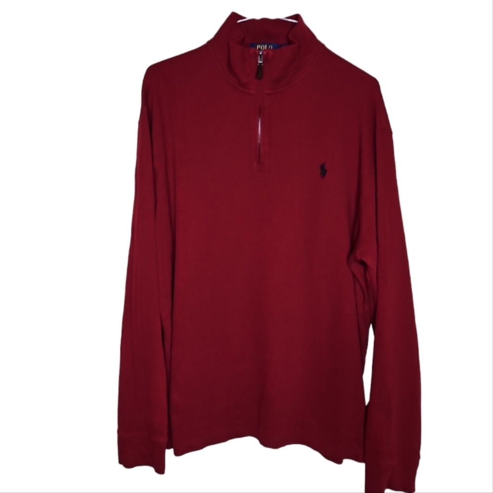 Polo Ralph Lauren Cranberry Red Quarter Zip Sweater Pullover Size L